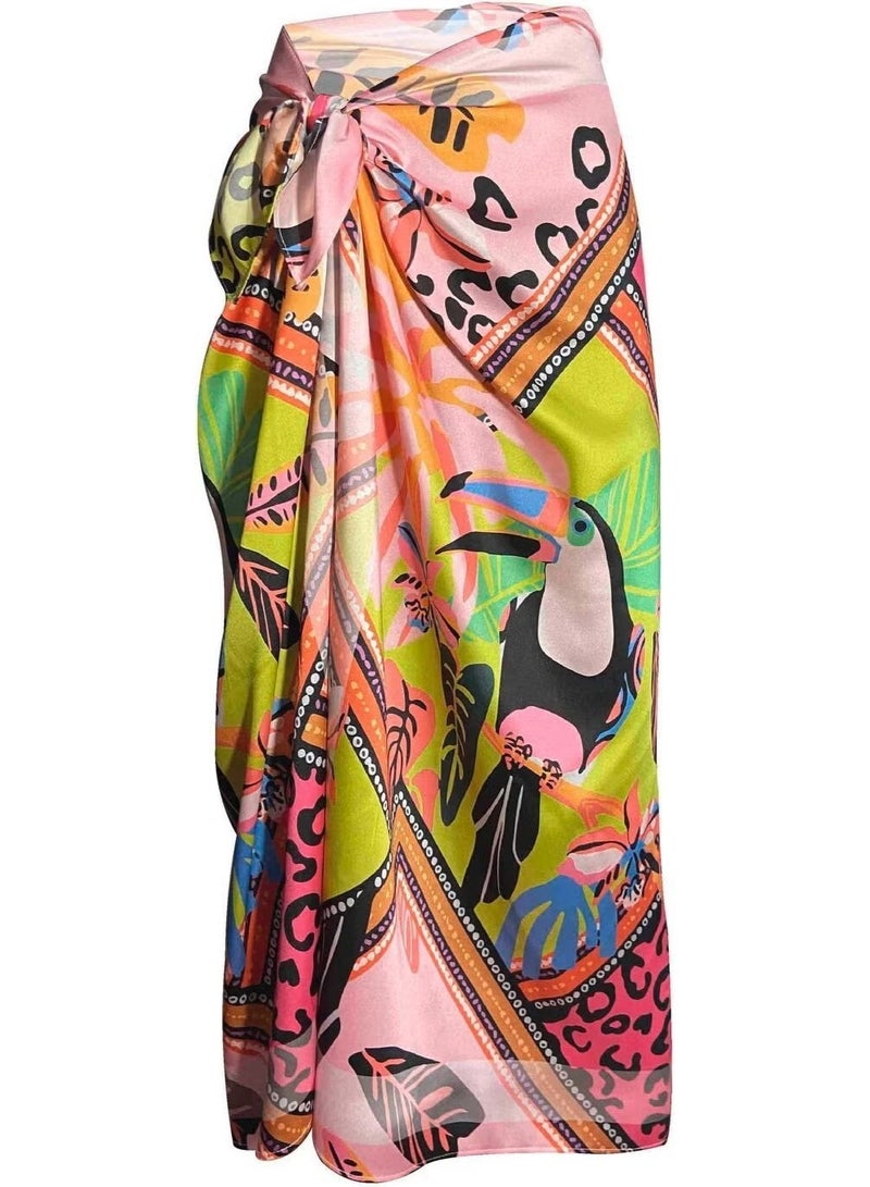 Bolder Elena Pink Toucan Satin Pareo (145*100) - Image 3